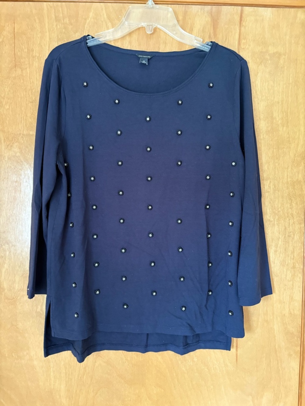 Ann Taylor Navy Beaded Shirt